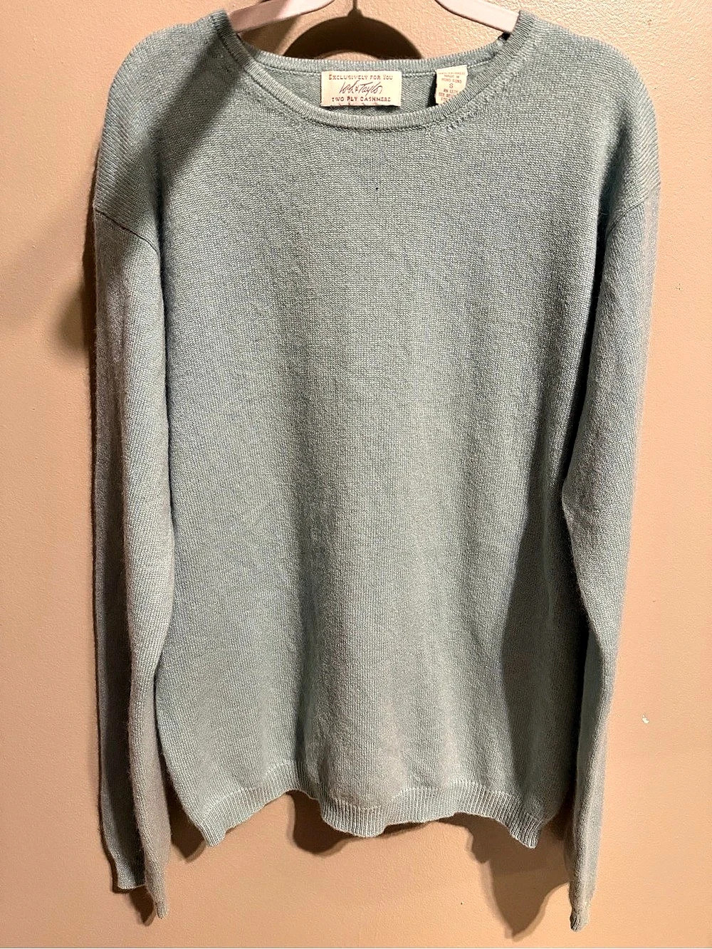 Lord & Taylor Cashmere Crewneck in Blue/Green Size Medium